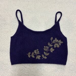 Zara Beaded Purple Crop Top ☆